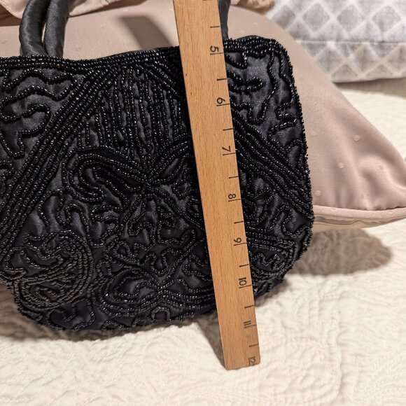 Vintage Glass seed beads evening Bag Hand Bag Black made in India Nice and Cute - Picture 4 of 6